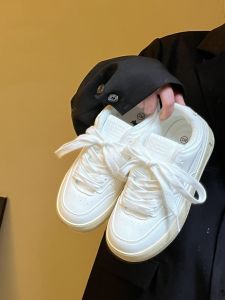 Womens Versatile Thick Bottom Sneakers Spring 2024 New Style Casual Breathable Mesh Sports Leisure Shoes round Toe Rubber Outsole