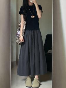 YAYANGREN | Summer Large Size A-Line Skirt For Women Thin Ice Silk Pumpkin Skirt