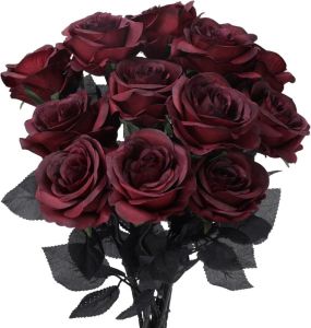 Autumn Artificial Silk Rose Flower Bouquet Halloween Party Wedding Outdoor Yard Home Table Vase Centerpiece DIY Decorative Gifts