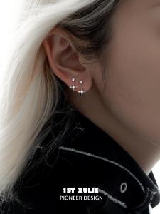 1STXULIE Pure Silver Ear Cuff Star Shape Zircon Earrings Sleep Friendly Design Fashionable Jewelry for Women  Outfit