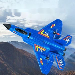 Jojotoy Mainan RC Pesawat Tempur Jet Baterai Cas Remote Control 2.4Ghz LED Pesawat Glider Airplane Foam Battle Jet F22/SU-35