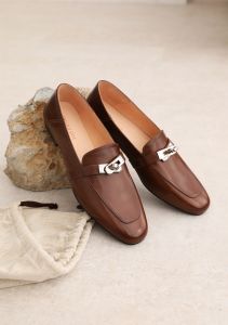 Inkinot Upgrade Version Womens Flat Heel Loafers Double Wear Horse Leather Lock Buckle Shoes Simple Style round Toe Rubber Sole