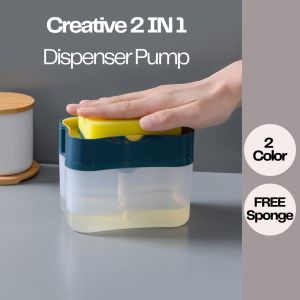 Creative 2  in 1  Dispenser Soap Pump Kitchen Tray Sponge Mama Lemon detergent dispenser Free Sponge is includedPremium Quality Dish Soap Dispenser - Countertop Kitchen Soap Dispenser Sink Dish Washing Soap Dispenser .