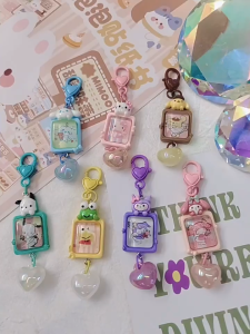 Gantungan Kunci Kartun 三丽鸥卡通透明方框钥匙扣 Cute Cartoon Frame Keychain 闺蜜礼物可爱爱心挂饰甜美日系吊坠挂件 Bag Charm Pendant