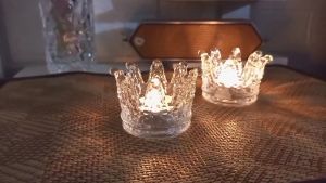 [เซ็ต 3 ชิ้น]เชิงเทียน เชิงเทียนแก้วรูปมงกุฏ เชิงเทียนทรงเตี้ย ถ้วยรองเทียน เชิงเทียนสวยๆสำหรับเทียนทีไลท์ เทียนหอม