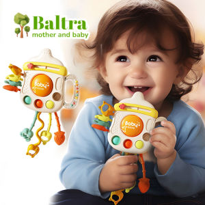 Baltra Silicone Teething Toy Baby Rattles Toys Montessori Toys for Toddler Sensory Pull String Toy