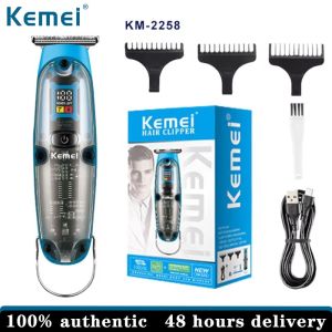 Kemei chuyên nghiệp Tông đơ tóc nam LCD tông đơ có sạc râu tóc lông mặt Clipper