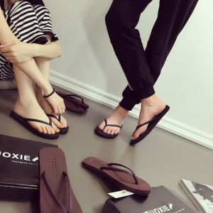 Couples Fashionable Flat Bottom Sandals Anti-Slip Beach Sandals Simple Korean Style Trendy Mens Summer Casual Slip-On Shoes
