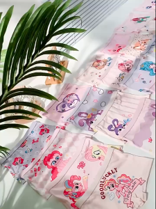 4 PCS Pure Cotton Milk Silk Kids Underwear Girls Boxer Briefs Student Shorts Baby Cute patterns Underpants