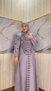 GAMIS PREMIUM LINEN CRESPO MOTIF BORDIR STREAMIN – ELEGAN & BUSUI FRIENDLY