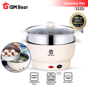 [Diskon Up To 80%] - GM Bear Panci Listrik Teflon Serbaguna (2 in 1) 1225 - Electric Cooking Pot Free Steamer Stainless