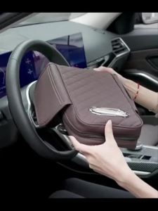 SEAMETAL Car Armrest Cover Leather with Tissue Storage Memory Foam Height Pad Car Armrest Box Protective Pad Increased Support