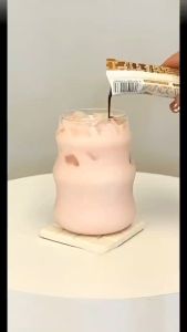 High Borosilicate Glasses Good-looking Coffee Cup Household Juice With Straw Milk Threaded Cup Cloud Cup