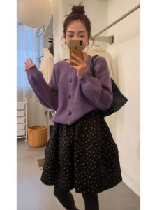 YUEZHONGWEI | Heated Purple Slouchy Style Sweater Cardigan