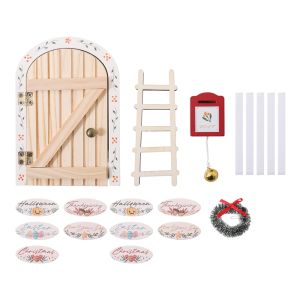 Cartoon Christmas Room Decoration Dollhouse Mini Home Decorations Wood Fairy Elf Door Fairy-tale-styl Decoration Craft Ornaments