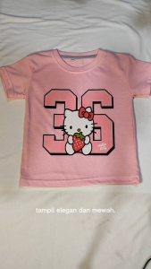 Baju Kaos Distro Anak Perempuan Karakter Number 36 Hello Kitty  - Kaos Anak Cewek Lucu 1 - 10 Tahun