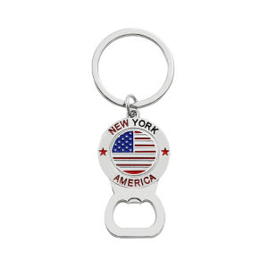 Bandai | Creativity Flag Beer Bottle Opener Keychain Fashion New York Badge Pendant Key Ring Holder Accessories Men Gifts Bar Tool