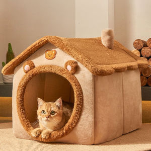 Warm Detachable Cat Dog House Winter Shelter Comfortable Pet Bed Safety Enclosed Design Catnip Toy Cozy Den for Small Medium Large Breeds