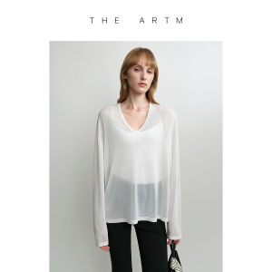 Blended Cupro and Copper Ammonium Rayon Perforated Texture Long Sleeve T-shirt