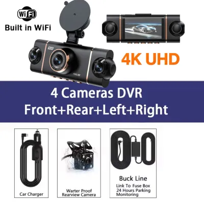 New 4K Car Camera 360° Quad Lens WIFI 1080P*4CH dashcam 24H Parking Monitor G-Sensor Night Vision Car Security Accessory