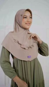 BISA BAYAR DITEMPAT / ARRAFI Kode AR 736 / Hijab Instan Ukuran Standar / Jilbab Polos Variasi Rempel / Kerudung Pet Antem Bahan Adem