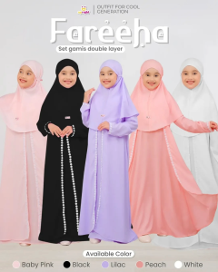 FAREHA Gamis Anak Kids Peremuan Tanggung 9 10 11 12 13 14 15 tahun syari Dress Muslim