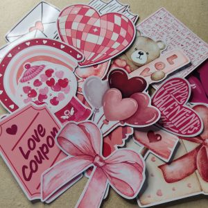 18pcs Love Sticker Pink Heart Themed Sticker Pack Journal and Scrapbook decorations