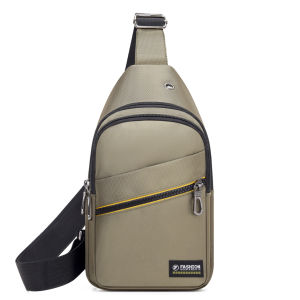 Mens Large Capacity Sports Chest Bag Outdoor Casual Crossbody Business Single Shoulder Bag Multi-compartment Nylon Fabric