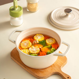 S&S Enamel pot with Lid Enamel Saucepan 20cm/ 24cm Casserole Pot Non Stick Periuk Enamel Big Capacity Ovenable Soup Pot Enamel Pot  Induction Cooker Cookware