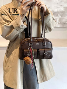 UR Retro Bowling Bag Womens Summer New High Quality Small Square Bag Versatile Commuting Single Shoulder Armpit Bag