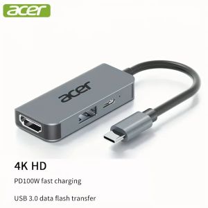 Acer | Acer Type-C Multi-Port USB-C Hub Supports 4K High Definition TV 100W PD Fast Charging USB-A USB-C HY41-T3