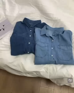 SJM KEMEJA WANITA OVERSIZED DENIM PREMIUM LENGAN PANJANG DUA SAKU KASUAL STYLE 2974