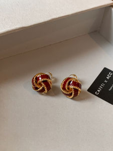 CAFFTI | Silver Red Enamel Earrings Heart Design