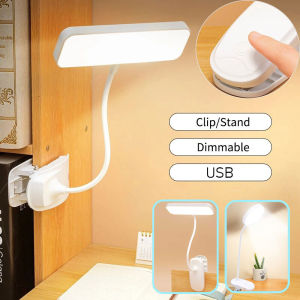 360° Flexible Table Lamp with Clip 3rd Gear Dimming Led Desk Lamp USB Bedside Night Light for Study Reading Office Work