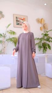 Maryam Dress Korean Style Simpel Polos Kekinian Mewah Terbaru Ukuran Jumbo LD 140 BB 100 Kilo