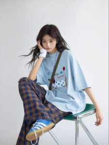 CHANT2nd | Cute Dachshund Embroidery Short Sleeve T-Shirt 280G Heavy Cotton