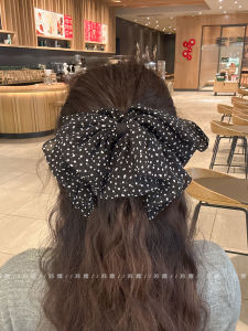 Double Layer Polka Dot Butterfly Knot Hair Clips Womens Full Back of Head Shark Clip Half up Half down Stylish Hair Accessories