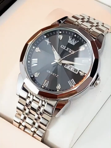 OLEVS 9931 Đồng hồ nam chính hãng Dây đeo bằng thép đúc đặc Lịch kép Chống thấm nước chống xước tốt