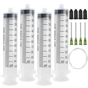 100 ml Syringe with Blunt Tip and Luer Lock Reusable Plastic Syringe for Gluing Dispensing Etc.