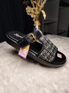 kangsantri-sandal wanita model terbaru-sendal flat wanita model selop gesper rajut