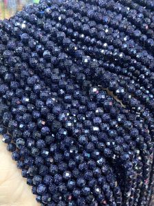 Handmade Blue Sandstone Beads Crystal Loose Beads Necklace Bracelet Accessories DIY Fashion Jewelry Natural Crystal Semi-Precious Stones