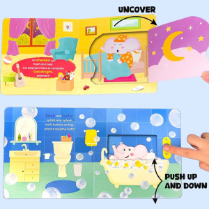 BEAR TALE Elephants Bubble Bath  Push And Pull Book for Kids Preschool Hygiene Habit Education 10 Pages
