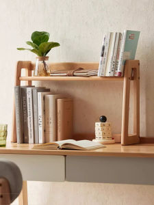 Solid Wood Bookcase Home Use Vertical Storage Rack Elm Wood Multi-layer Display Stand Study Desk Small Storage Organizer