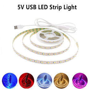 Angelila DC 5V USB LED Strip Light with Switch Red Green Blue White LED Backlight for TV Kitchen Cabint Wardrobe Bed Game Desk