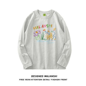 Pure Cotton Long Sleeve American Retro High Street Womens T-shirt 2025 New Design Versatile Basic Crew Neck Top