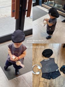 Bộ Áo Thun Không T Tay & Quần Short Bằng Cotton Cho Bé Trai