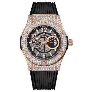 Đồng Hồ Cơ Khí Cao Cấp OBLVLO Nam 44mm Mặt Số Đính Kim Cương Chức Năng Lịch Dây Cao Su Máy Miyota Tự Động HM-GT