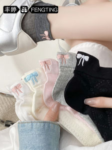 FENGTING | Ballet-inspired Bow Decorative Cotton Thin Socks Summer