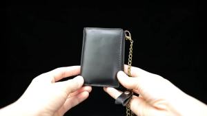 KOTI MenS Genuine Leather Wallet – Slim Trifold Card Holder With Iron Chain RFID Blocking Short Purse