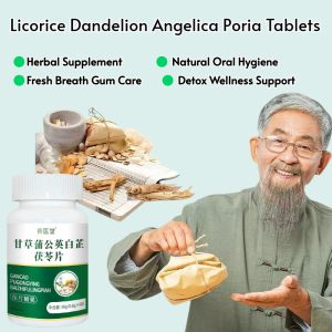 Licorice Dandelion Angelica Poria Herbal Tablets Natural Fresh Breath Gum Care Chinese Herbal Supplement for Oral Health Detox Support